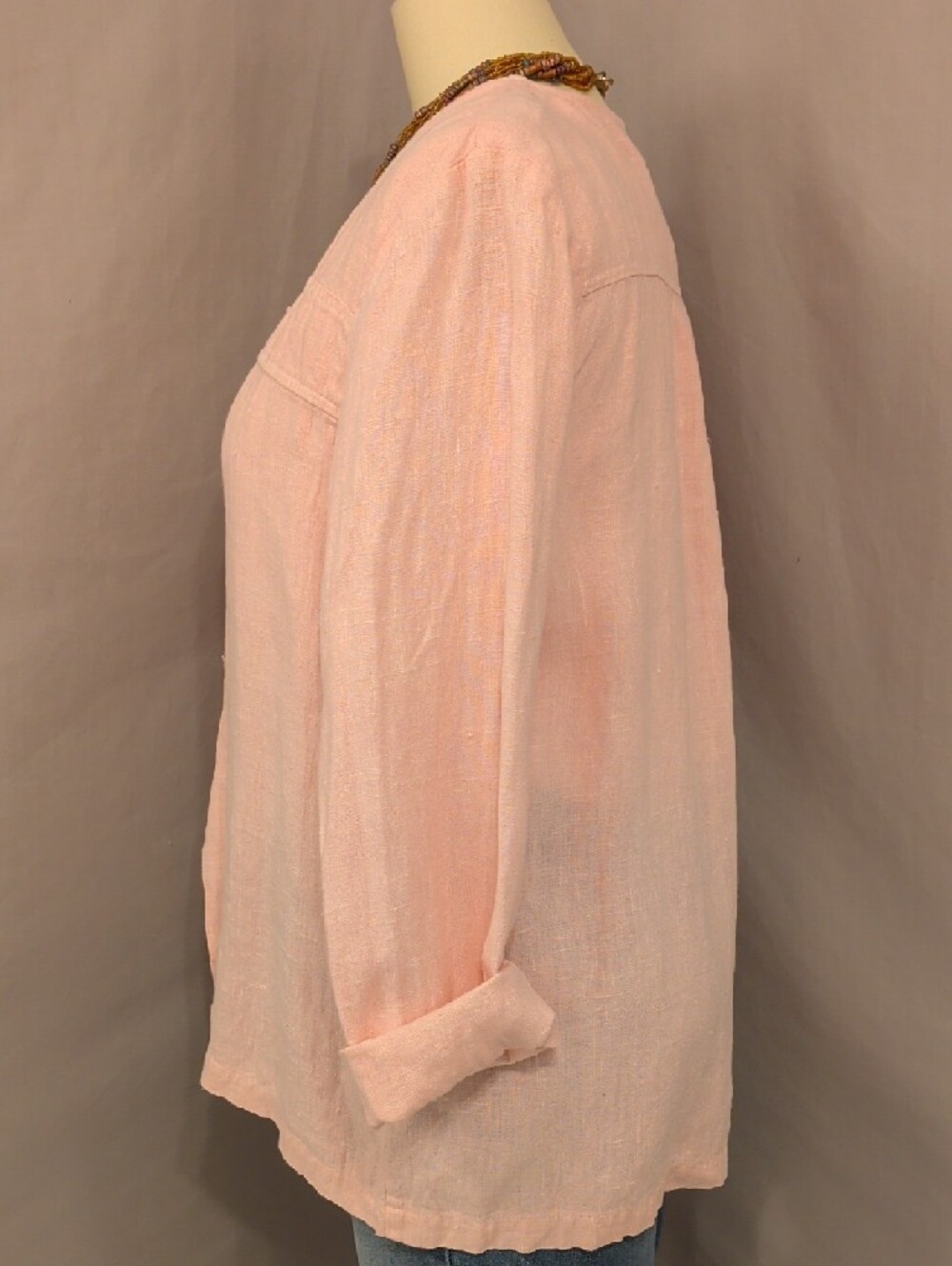 Willow Pastel Pink Button-Front Linen Shirt Jacket USA Made Candy Bubble Gum Clr - Picture 4 of 11